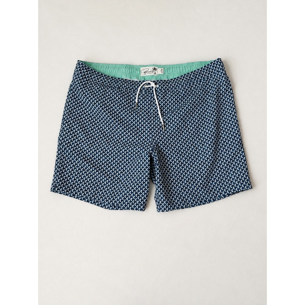 Bonobos Men's Large 7 Inch Inseam Blue Geometric Print Swim Trunks Board Shorts